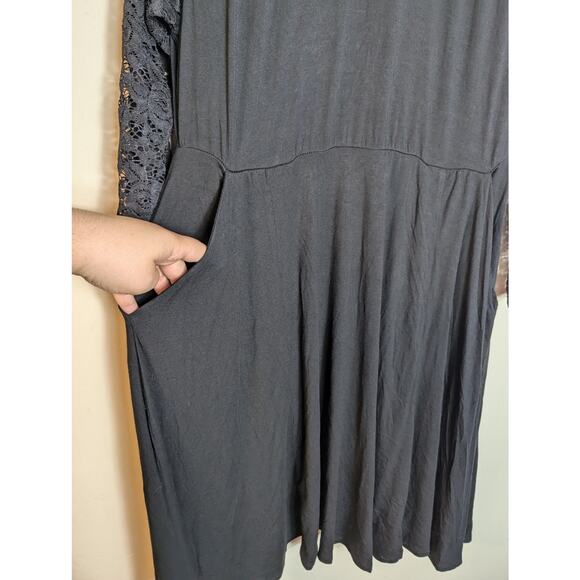 NWT Torrid Black Super Soft Lace Sleeve Skater Dress - Picture 3 of 9